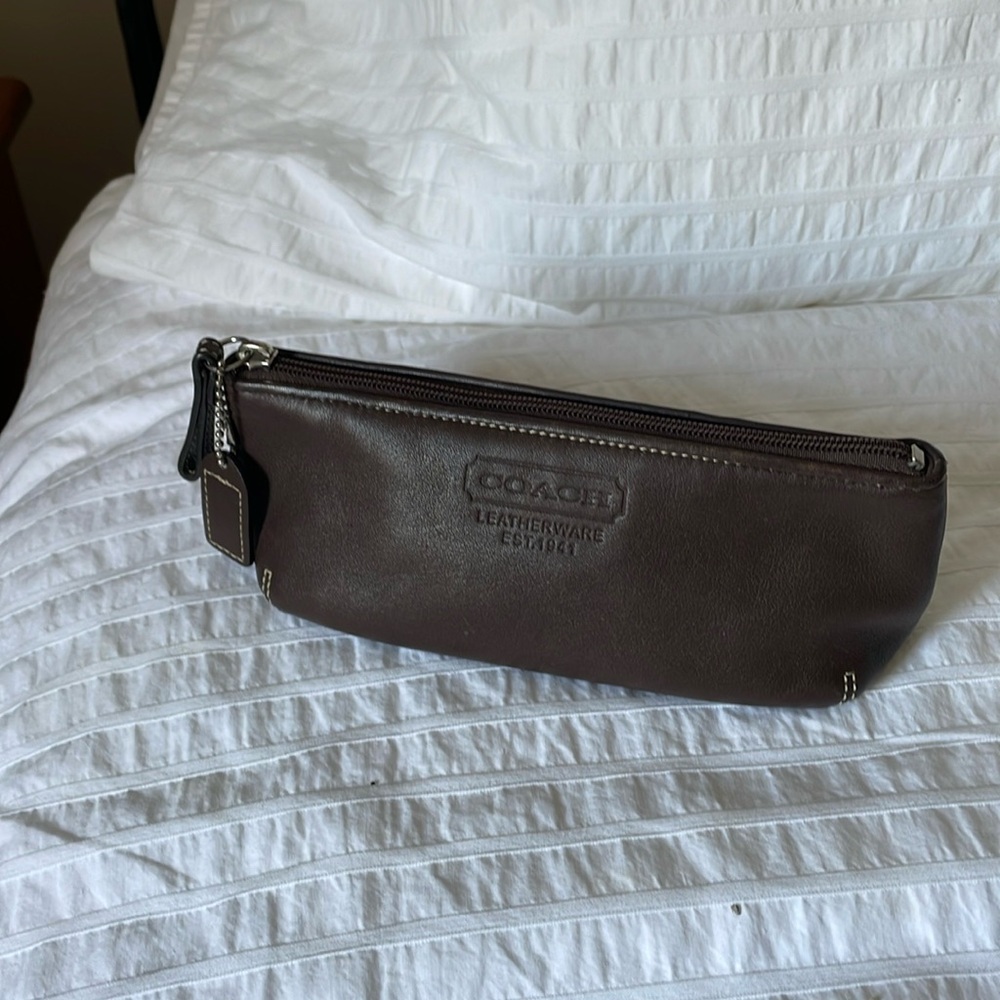 Leather Coach Pencil Case Utility Case